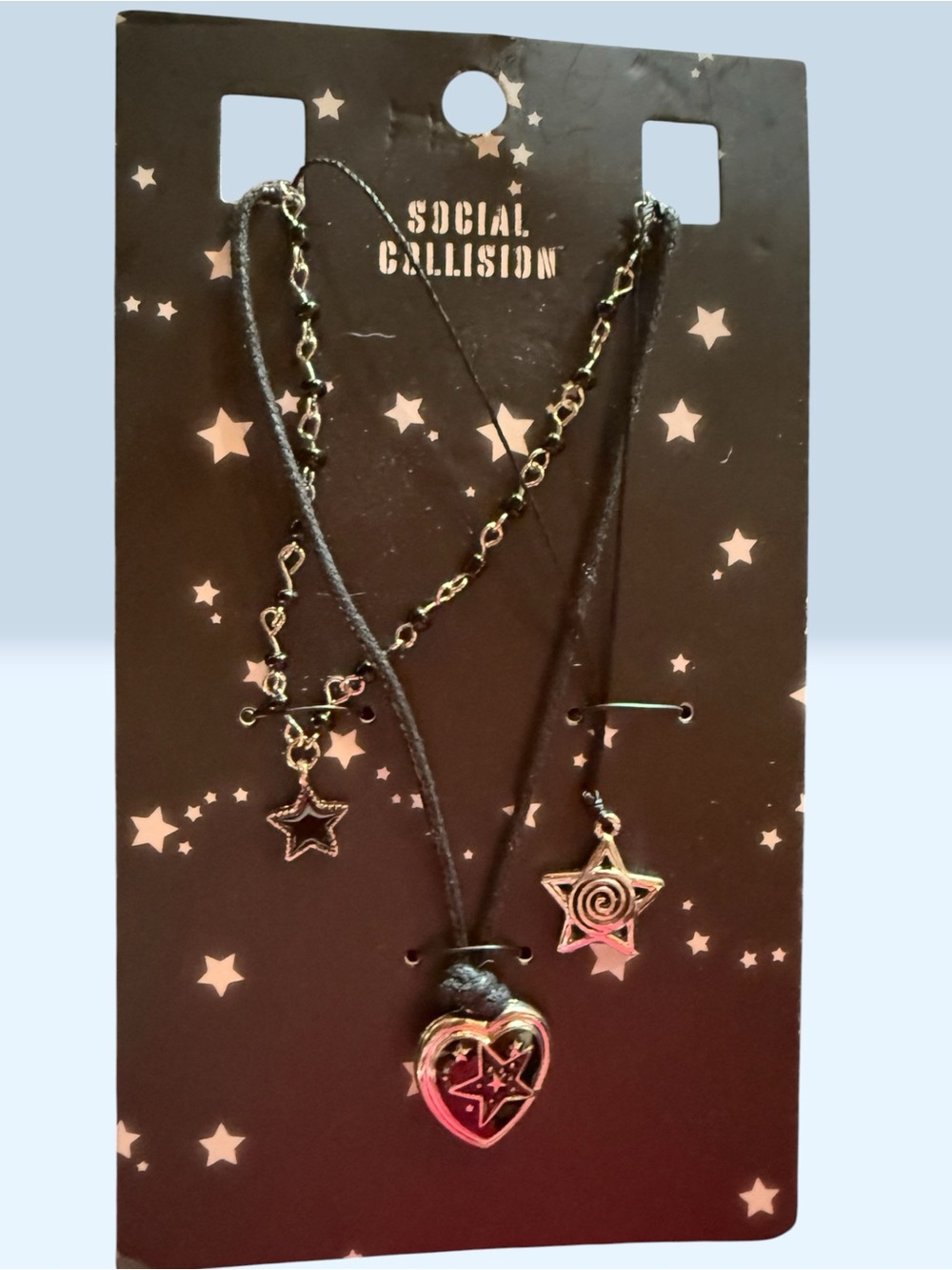 Hot Topic Gold-Tone Star & Heart Layered Necklace Set
